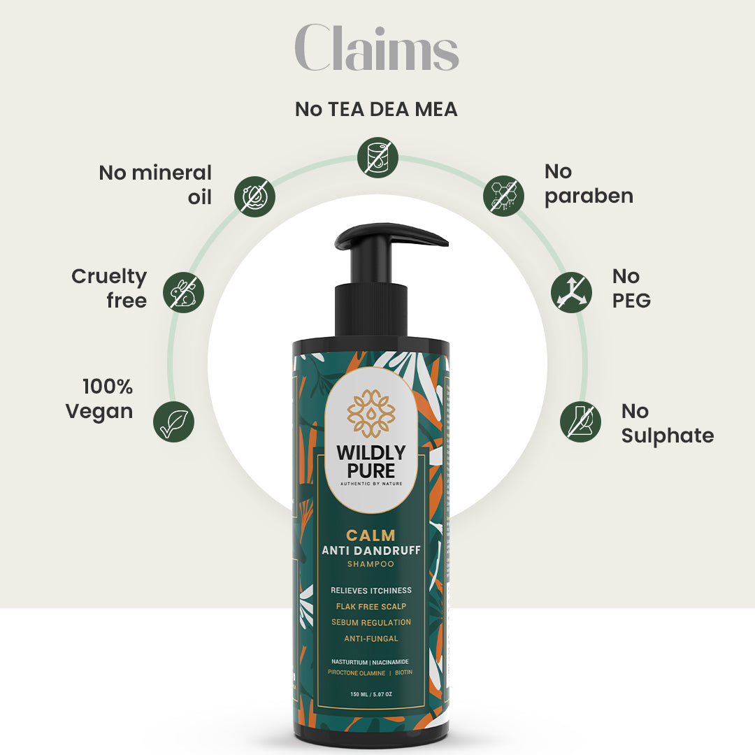 Calm Anti Dandruff Shampoo with Nasturtium Extract, Piroctone Olamine, & Biotin