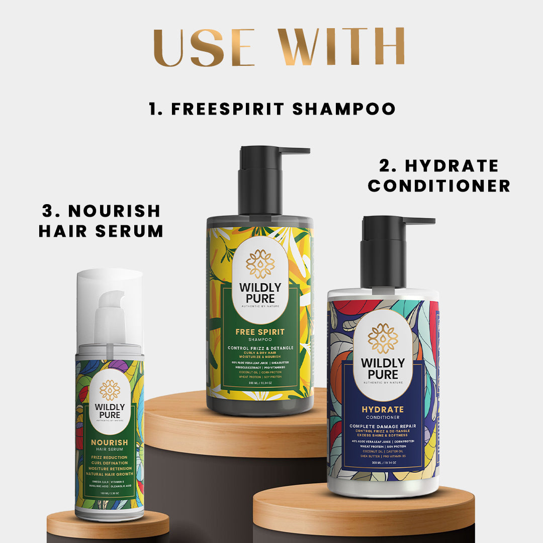 Nourish Hair Serum with Infused Bioactive Molecules for Dry, Frizzy & Curly Hair