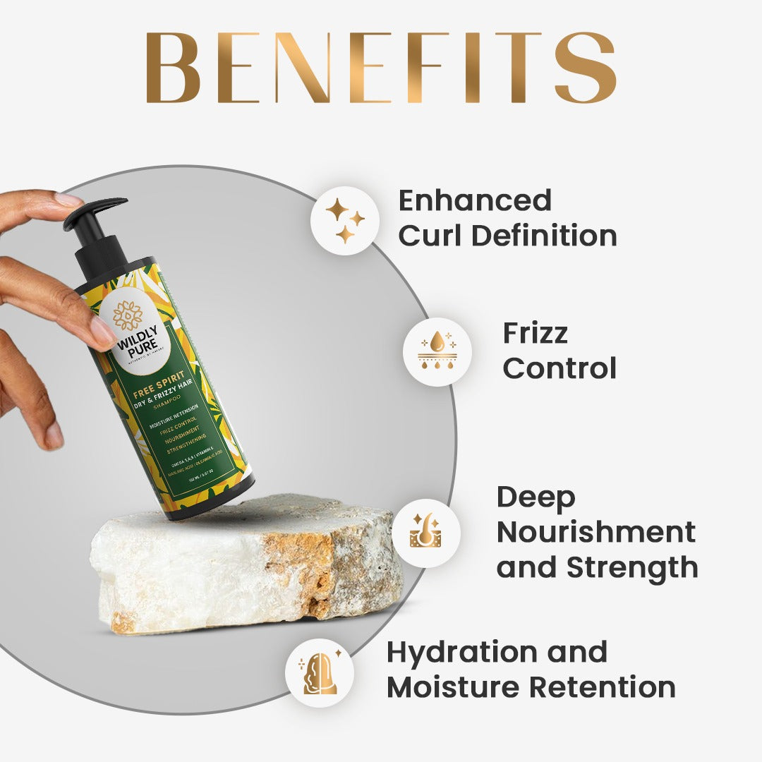 Free Spirit Anti Frizz Shampoo with Omega 3, 6, 9 for Nourishment & moisturization |150mL