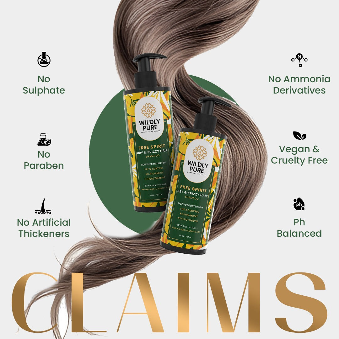 Free Spirit Anti Frizz Shampoo with Omega 3, 6, 9 for Nourishment & moisturization |150mL