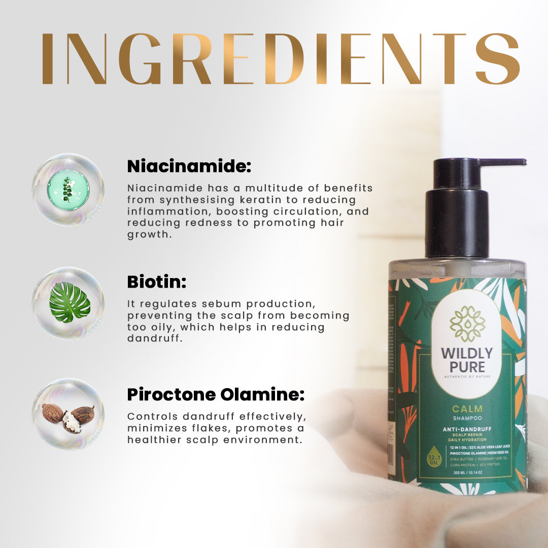 Calm Anti Dandruff Shampoo with Nasturtium Extract, Piroctone Olamine, & Biotin