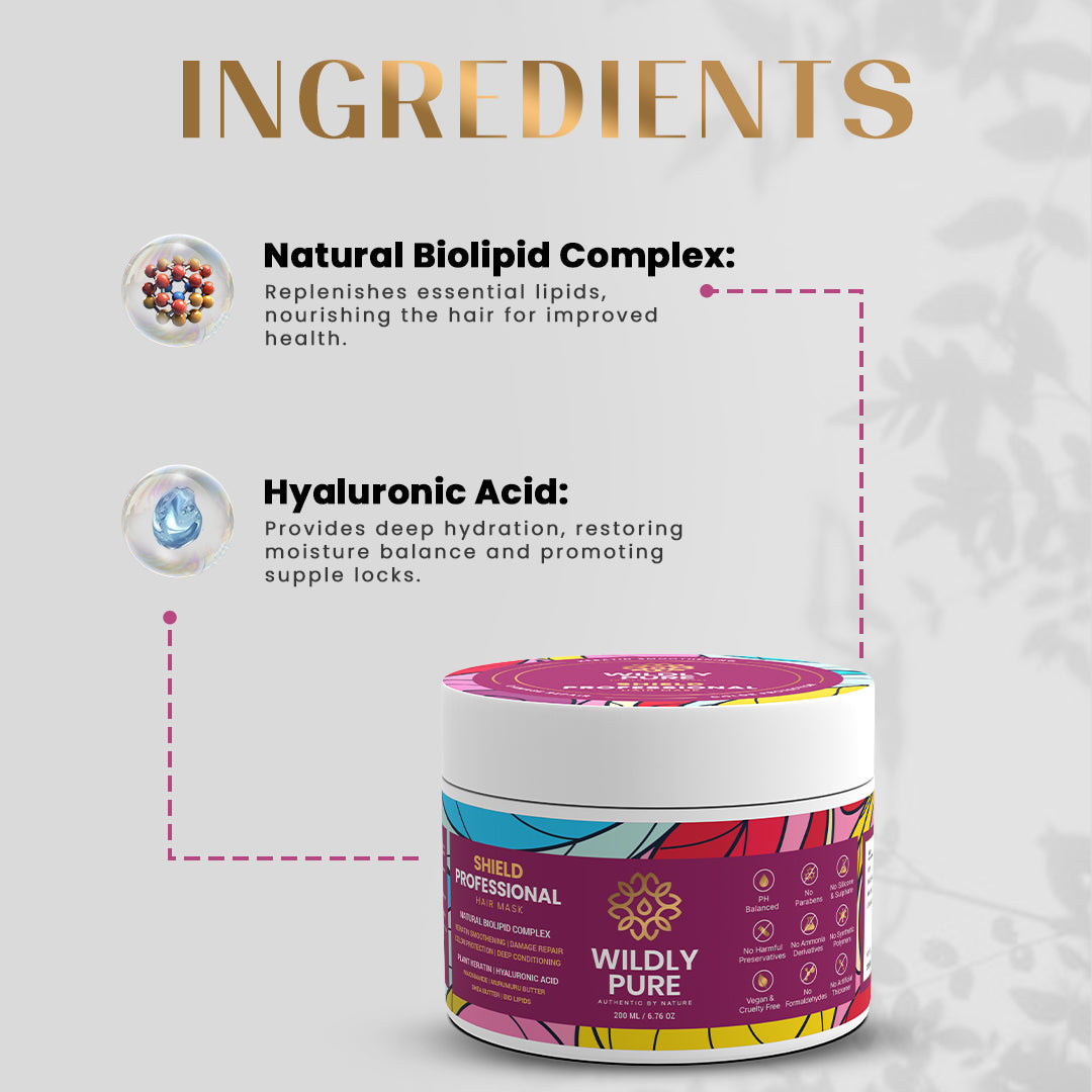 Shield Professional Hair Mask with Plant Keratin for Strength and Color Protection 200mL