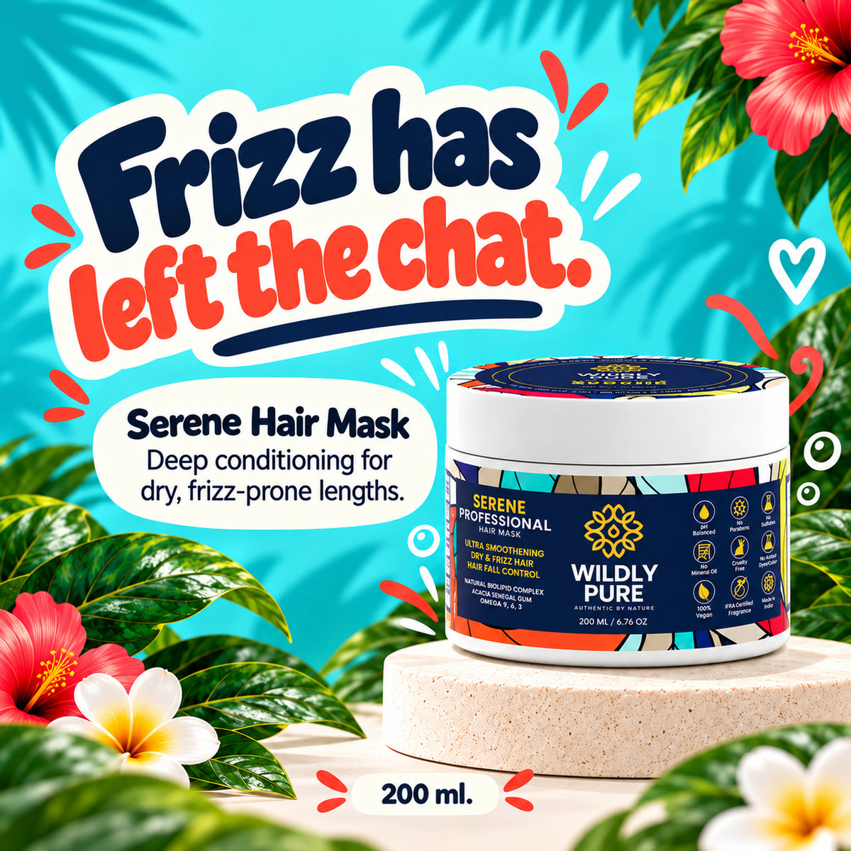 Serene Professional Hair Mask – 10 Min Salon-Like Hair | 72H Frizz Control | 200 ml