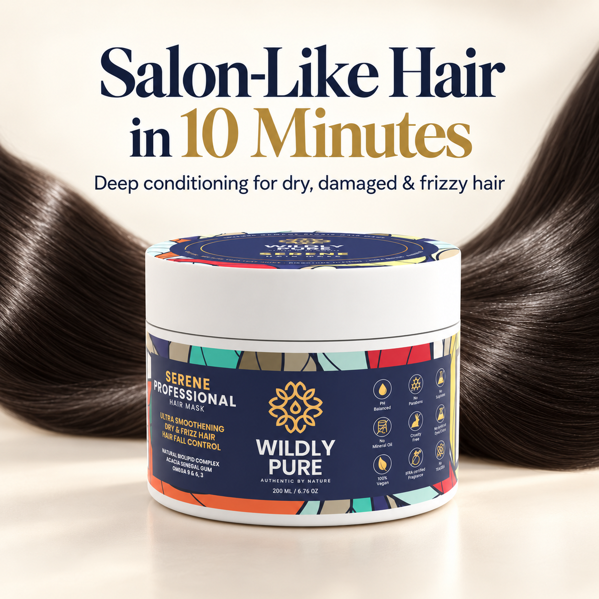 Serene Professional Hair Mask – 10 Min Salon-Like Hair | 72H Frizz Control | 200 ml