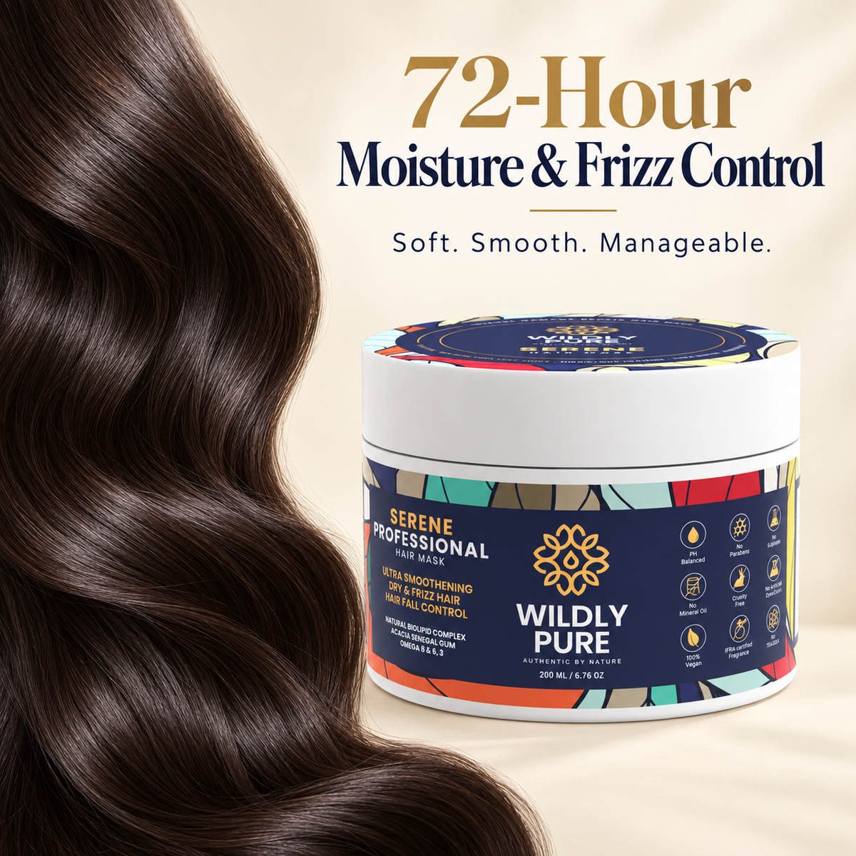 Serene Professional Hair Mask – 10 Min Salon-Like Hair | 72H Frizz Control | 200 ml