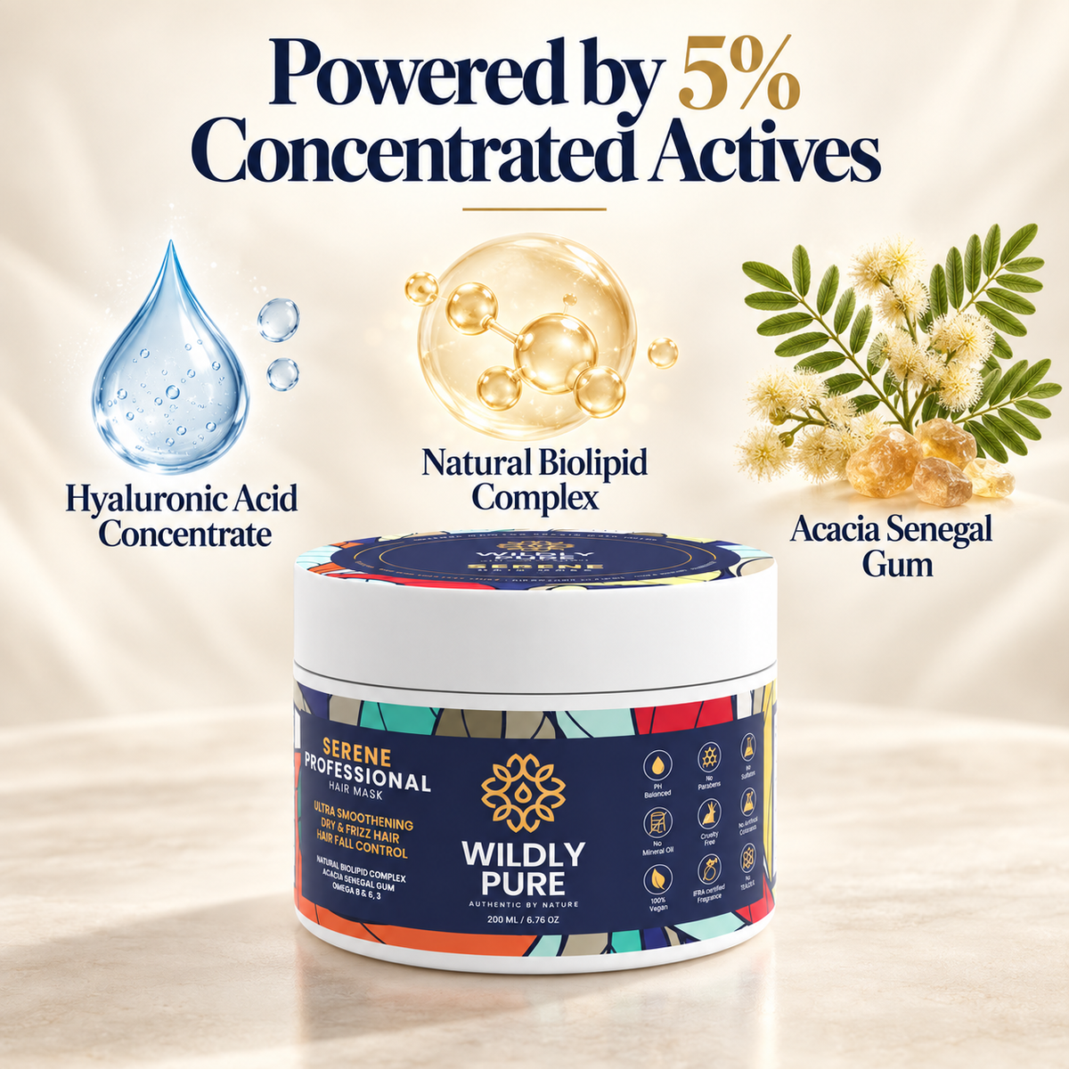 Serene Professional Hair Mask – 10 Min Salon-Like Hair | 72H Frizz Control | 200 ml