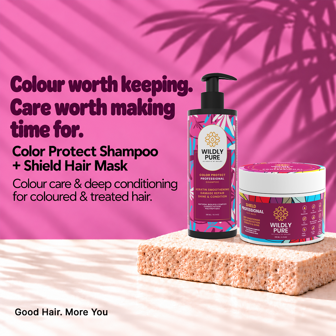 Plant Keratin Color Protection Shampoo & Mask Combo with Biolipids & Hyaluronic Acid 300ml + 200mL