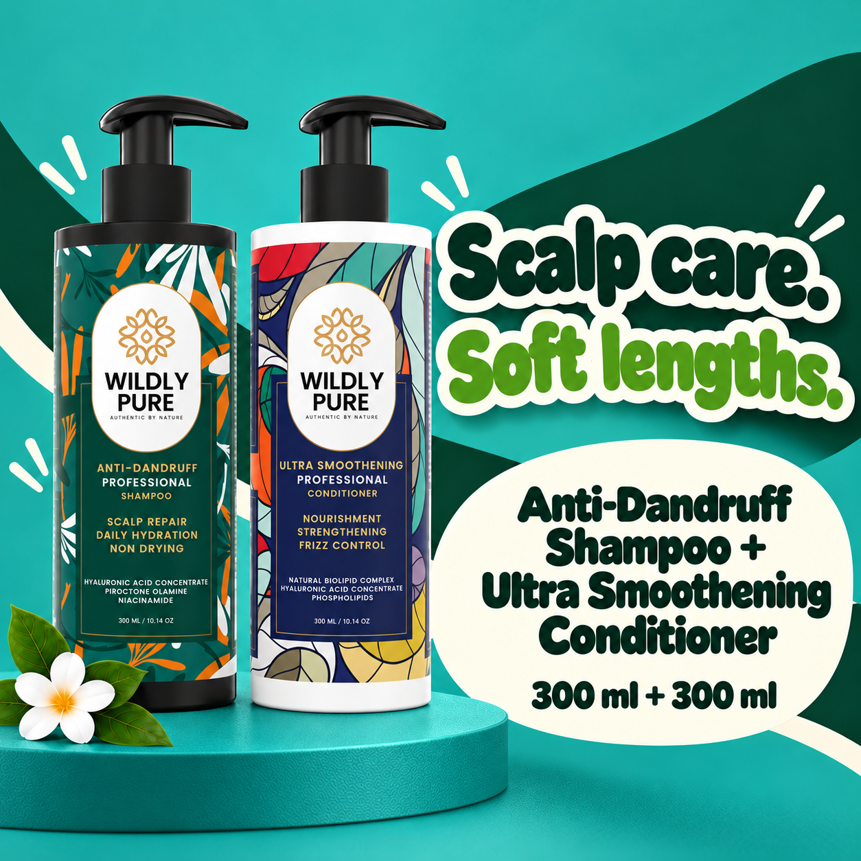 Dandruff Control Shampoo and Conditioner Combo with Nasturtium and Biolipid Complex