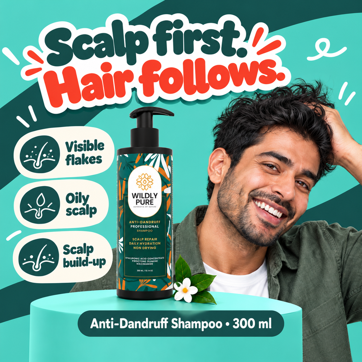 Calm Professional Anti-Dandruff Shampoo – Flakes, Itching & Oily Scalp Care | 300 ml