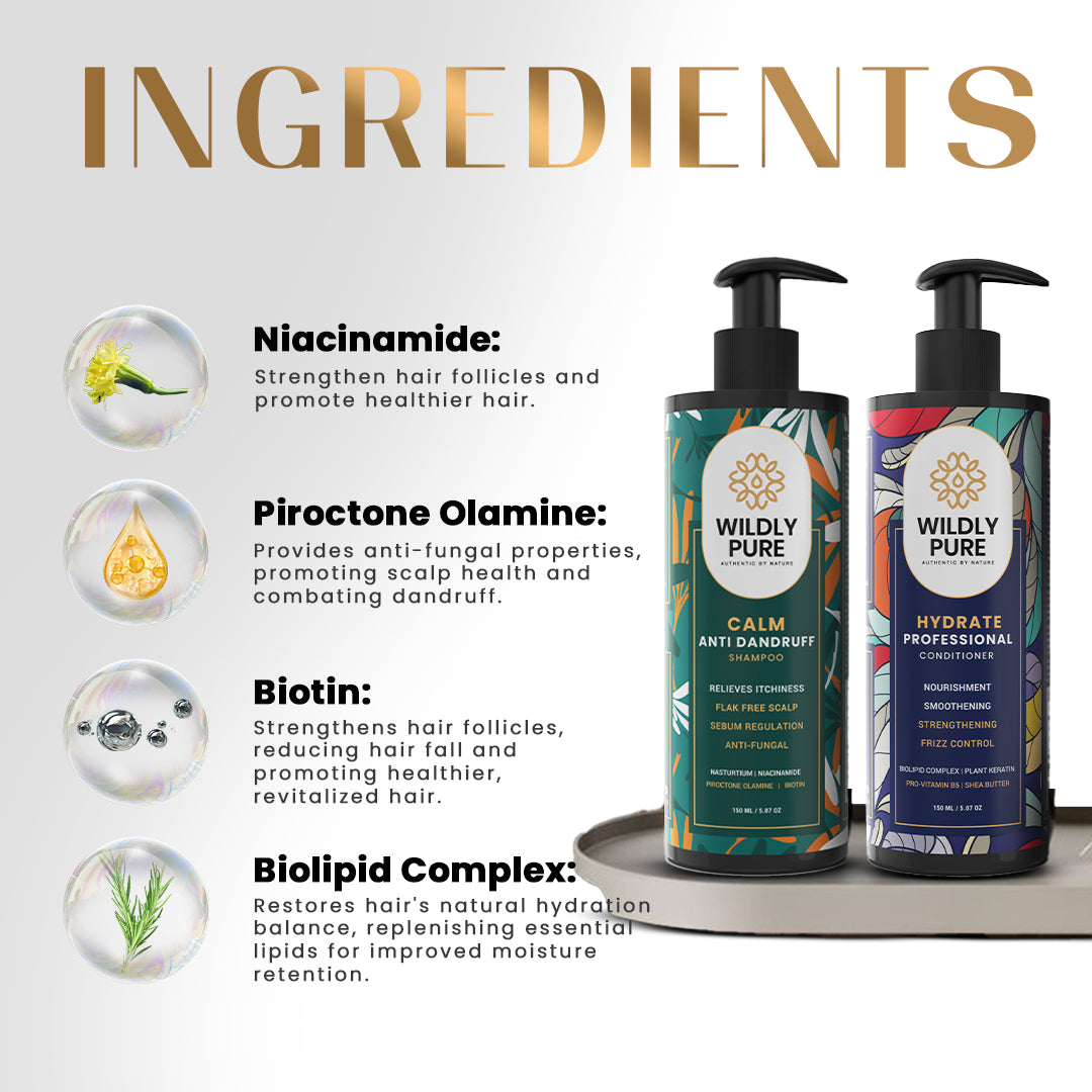 Dandruff Control Shampoo and Conditioner Combo with Nasturtium and Biolipid Complex 150ml x 2
