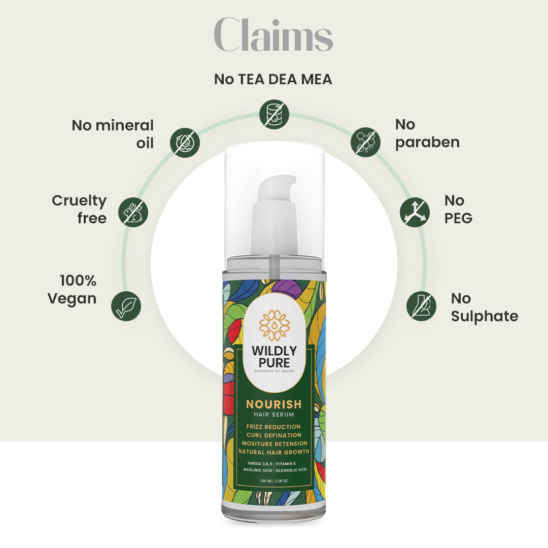 Nourish Hair Serum with Infused Bioactive Molecules for Dry, Frizzy & Curly Hair