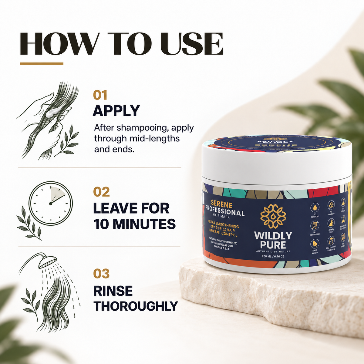 Serene Professional Hair Mask – 10 Min Salon-Like Hair | 72H Frizz Control | Pack of 2 (400 ml)