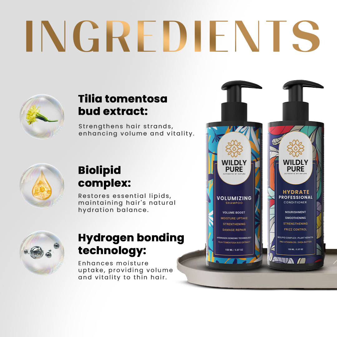 Volumizing shampoo and conditioner combo with Hydrogen Bonding & Biolipid Complex 150ml x 2