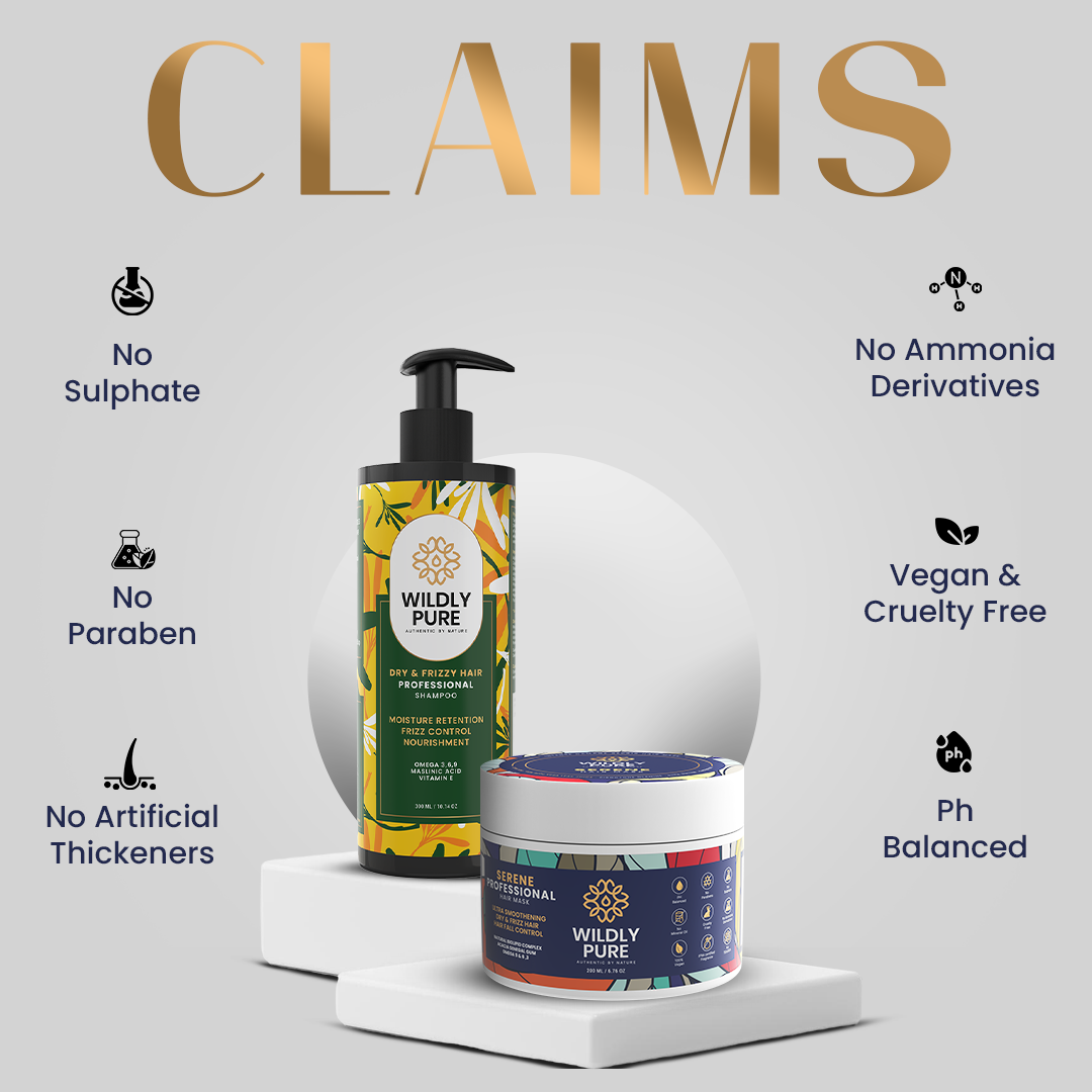 Frizz Reduction SHAMPOO & HAIR MASK combo for Curly, Dry and Frizzy Hair