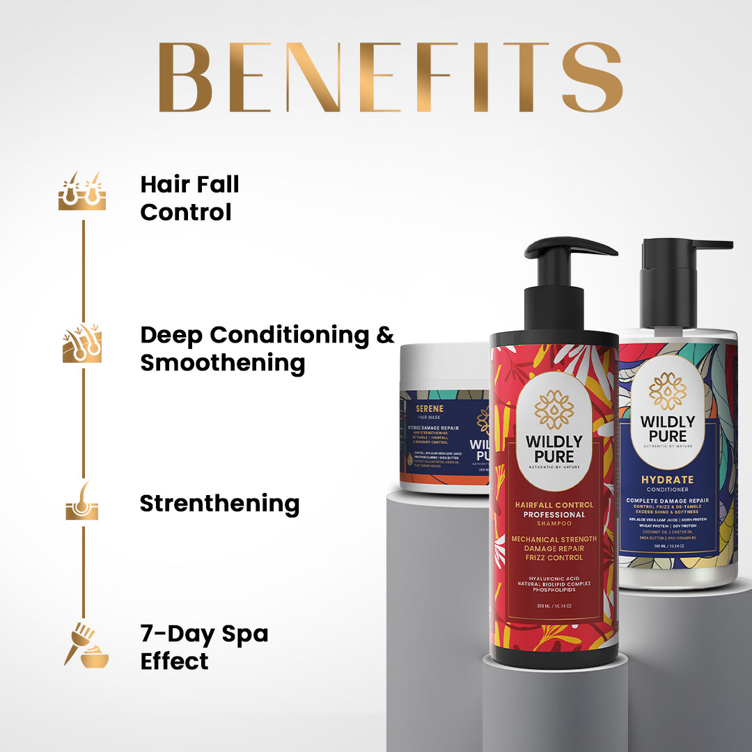 Hair fall Control Kit- EVOLVE HAIR-FALL CONTROL SHAMPOO HYDRATE Conditioner & SERENE Hair Mask