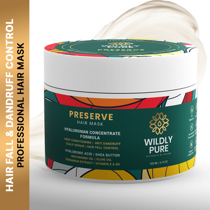 PRESERVE Hair Mask Made With Hyaluronic Acid promotes hair growth & improves Scalp Barrier|Deep Conditioning & Smoothening 200 ml