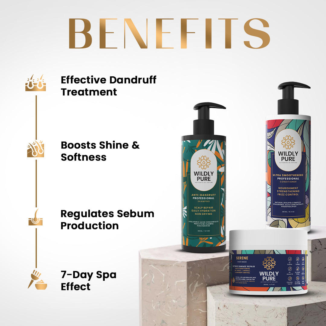 Dandruff Defense Kit with Shampoo, Conditioner & Hair Mask Pack of 3