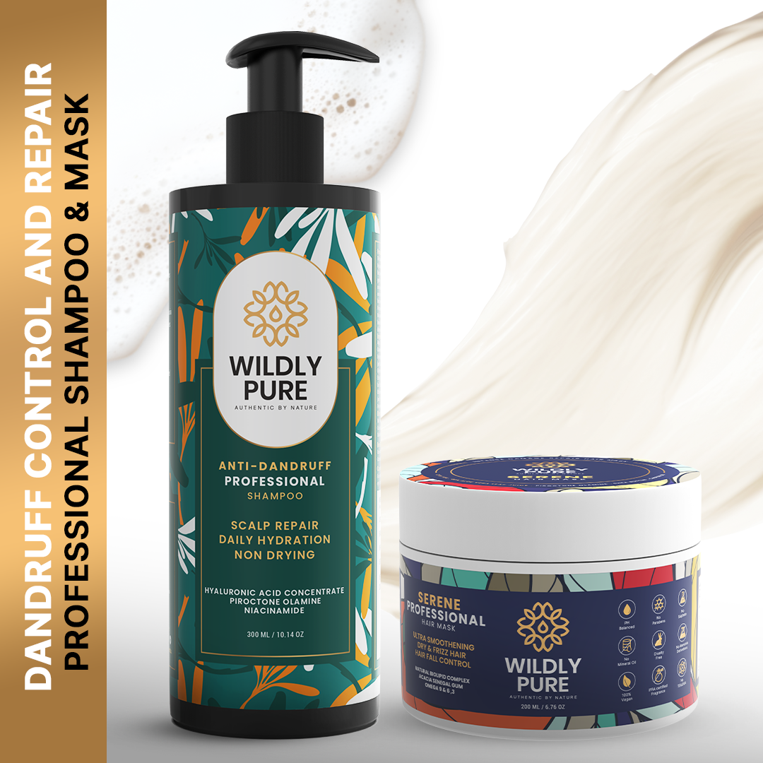 Dandruff Control Shampoo and Mask Combo with Hyaluronic Acid & Piroctone Olamine 300ml + 200mL