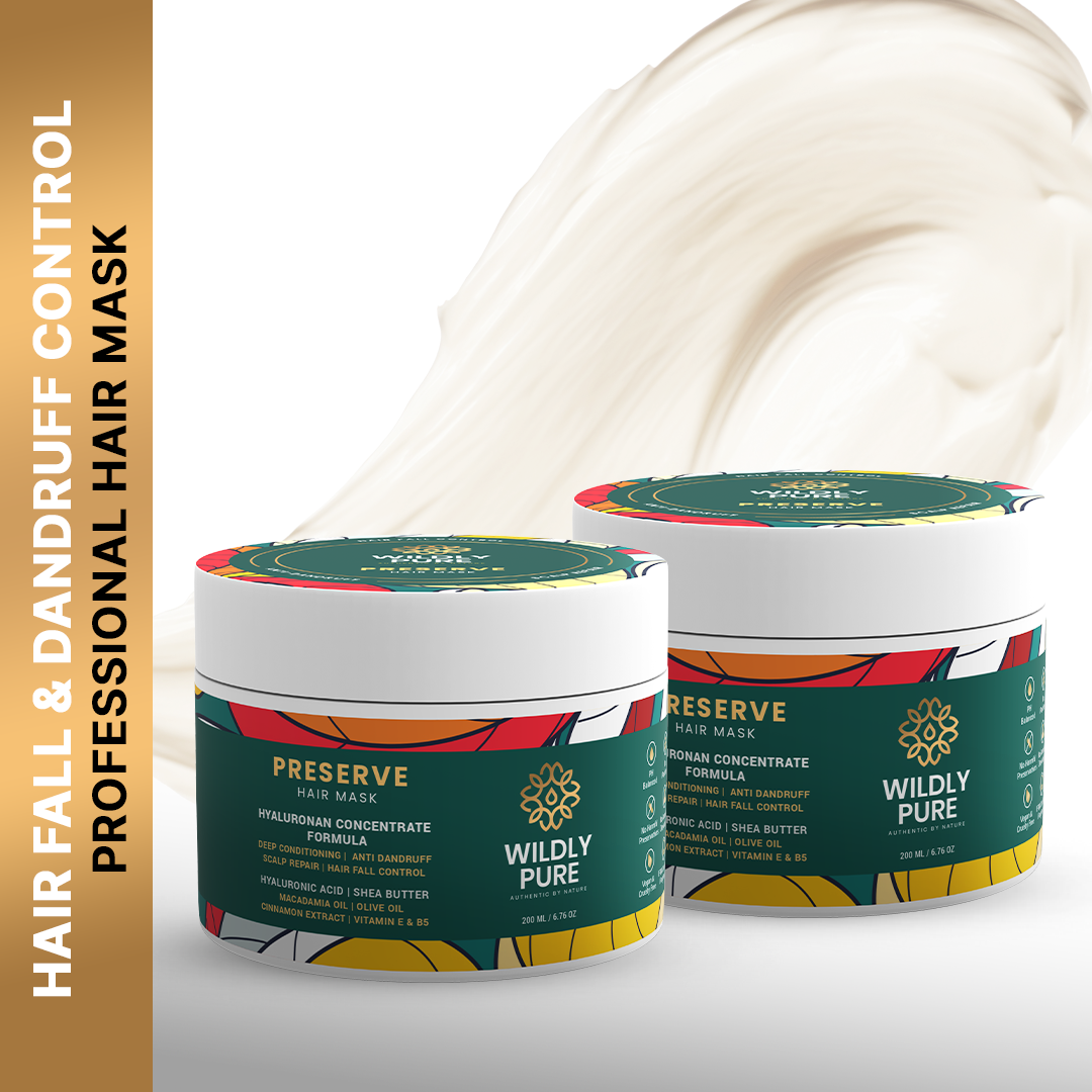 PRESERVE Hair Mask Made With Hyaluronic Acid promotes hair growth & improves Scalp Barrier|Deep Conditioning & Smoothening| Pack of 2