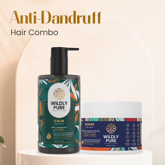 Dandruff Control Shampoo and Mask Combo with Hyaluronic Acid & Piroctone Olamine 300ml + 200mL