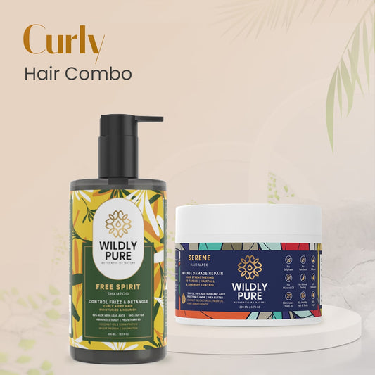 Frizz Reduction SHAMPOO & HAIR MASK combo for Curly, Dry and Frizzy Hair