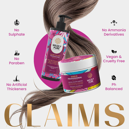 Plant Keratin Color Protection Shampoo & Mask Combo with Biolipids & Hyaluronic Acid 300ml + 200mL