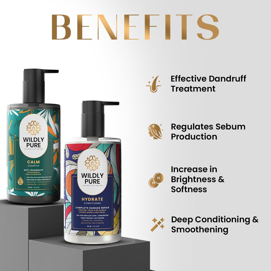 Dandruff Control Shampoo and Conditioner Combo with Nasturtium and Biolipid Complex