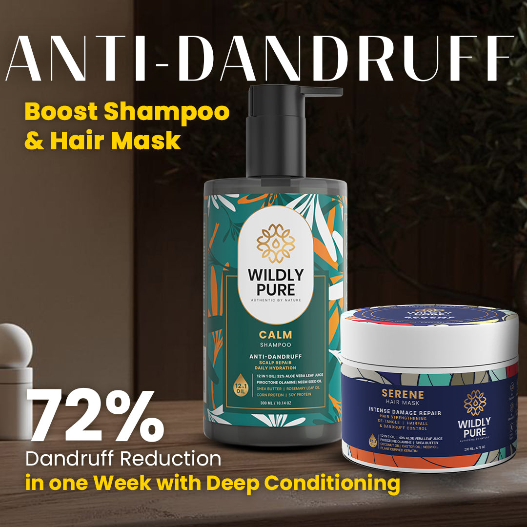 Dandruff Control Shampoo and Mask Combo with Hyaluronic Acid & Piroctone Olamine 300ml + 200mL