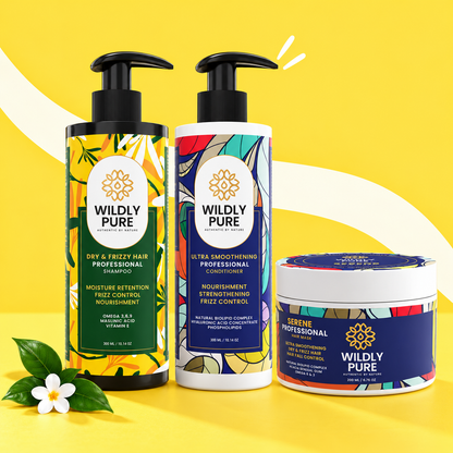 Frizz-Free Curl Care Kit with Shampoo, Conditioner & Hair Mask Pack of 3 product display