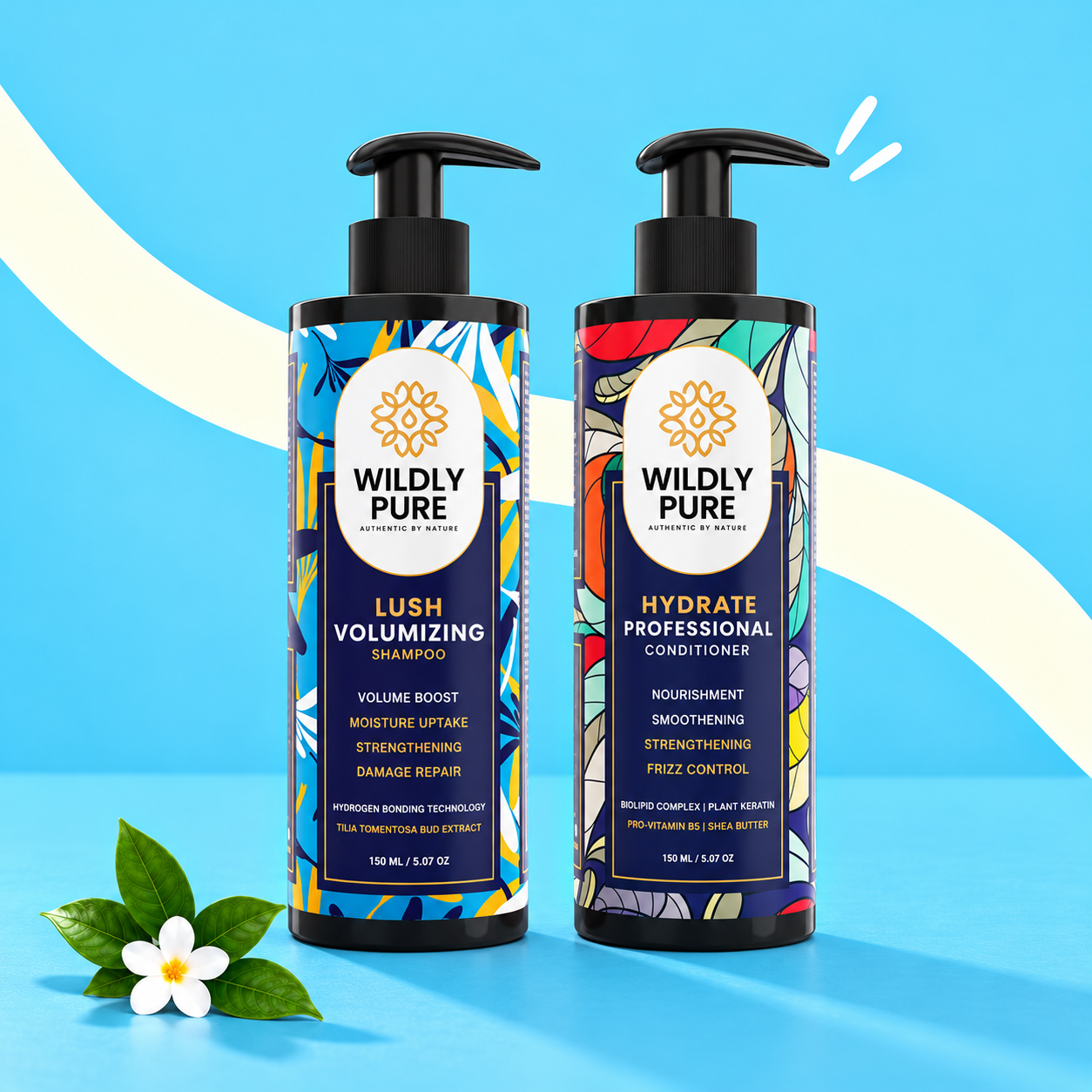 Volumizing shampoo and conditioner combo with Hydrogen Bonding & Biolipid Complex 150ml x 2 product display
