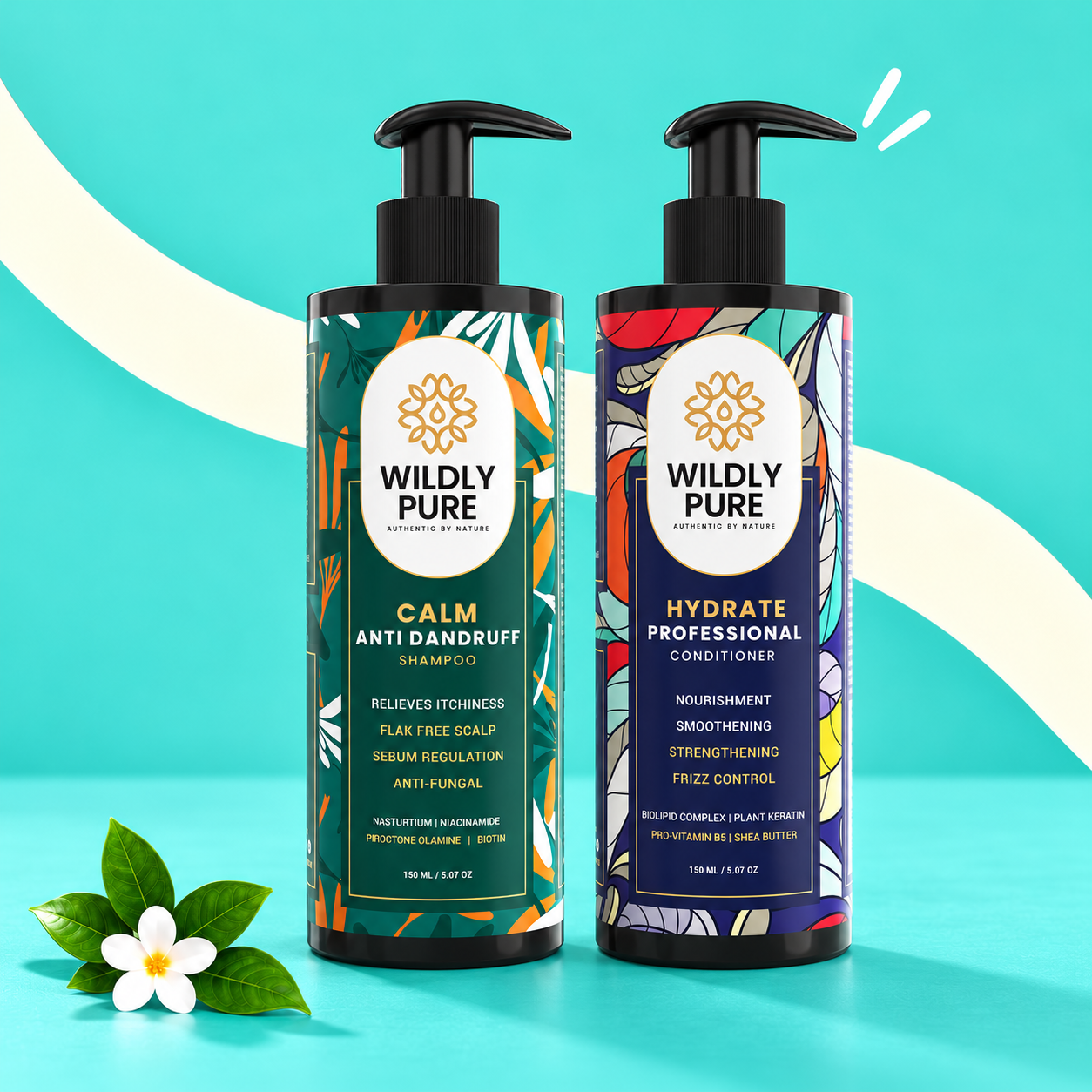 Dandruff Control Shampoo and Conditioner Combo with Nasturtium and Biolipid Complex 150ml x 2 product display