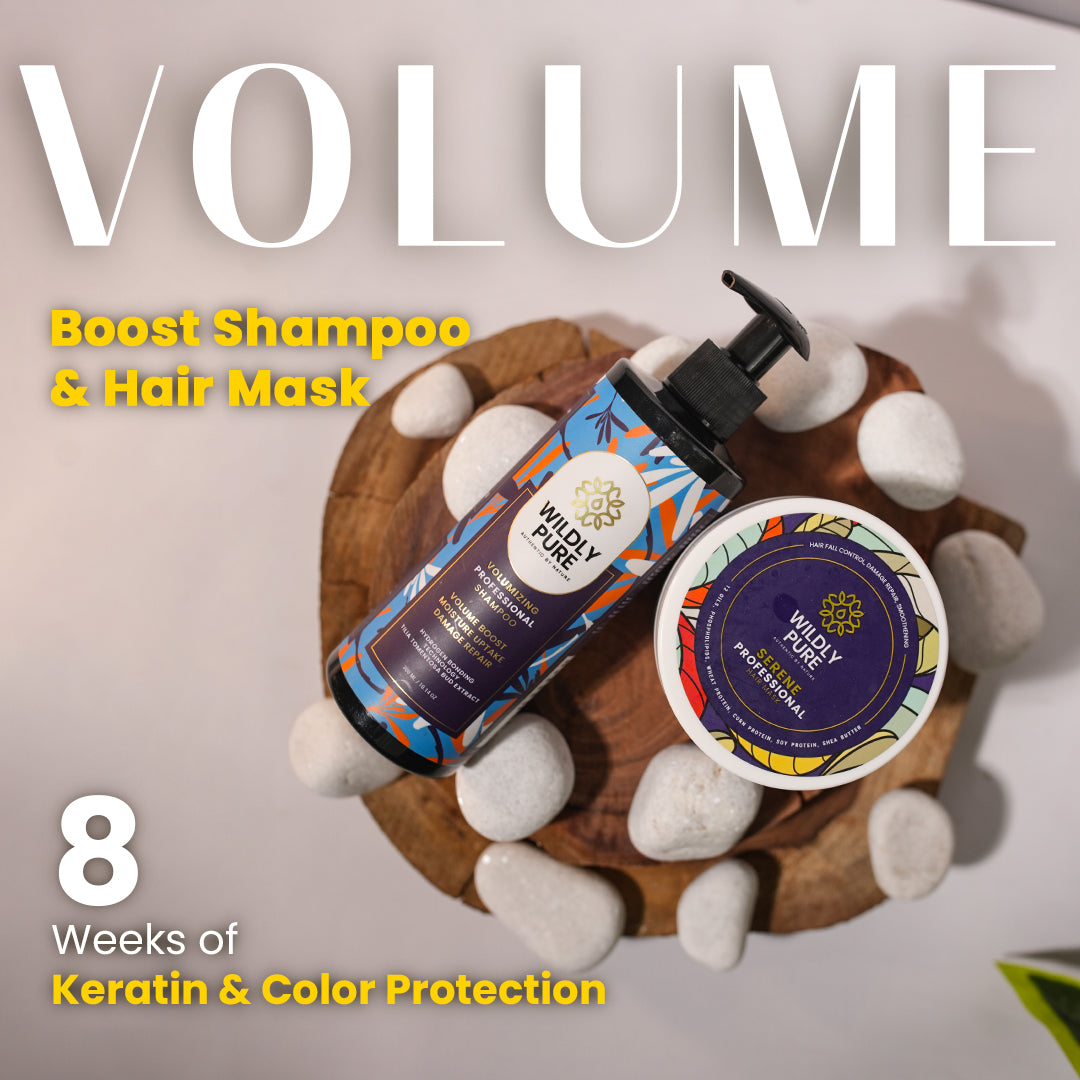 Volume Boost Shampoo and Hair Mask with Hydrogen Bonding Technology and 12 Oils 300ml + 200mL